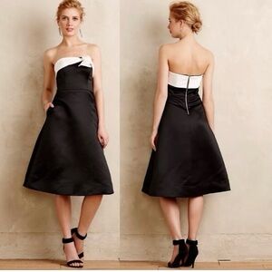 Anthropologie Erin Fetherston Tuxedo Midi Formal Dress Size 4